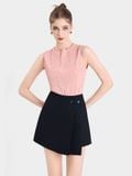  Váy skort đắp chéo xếp li đính nút 