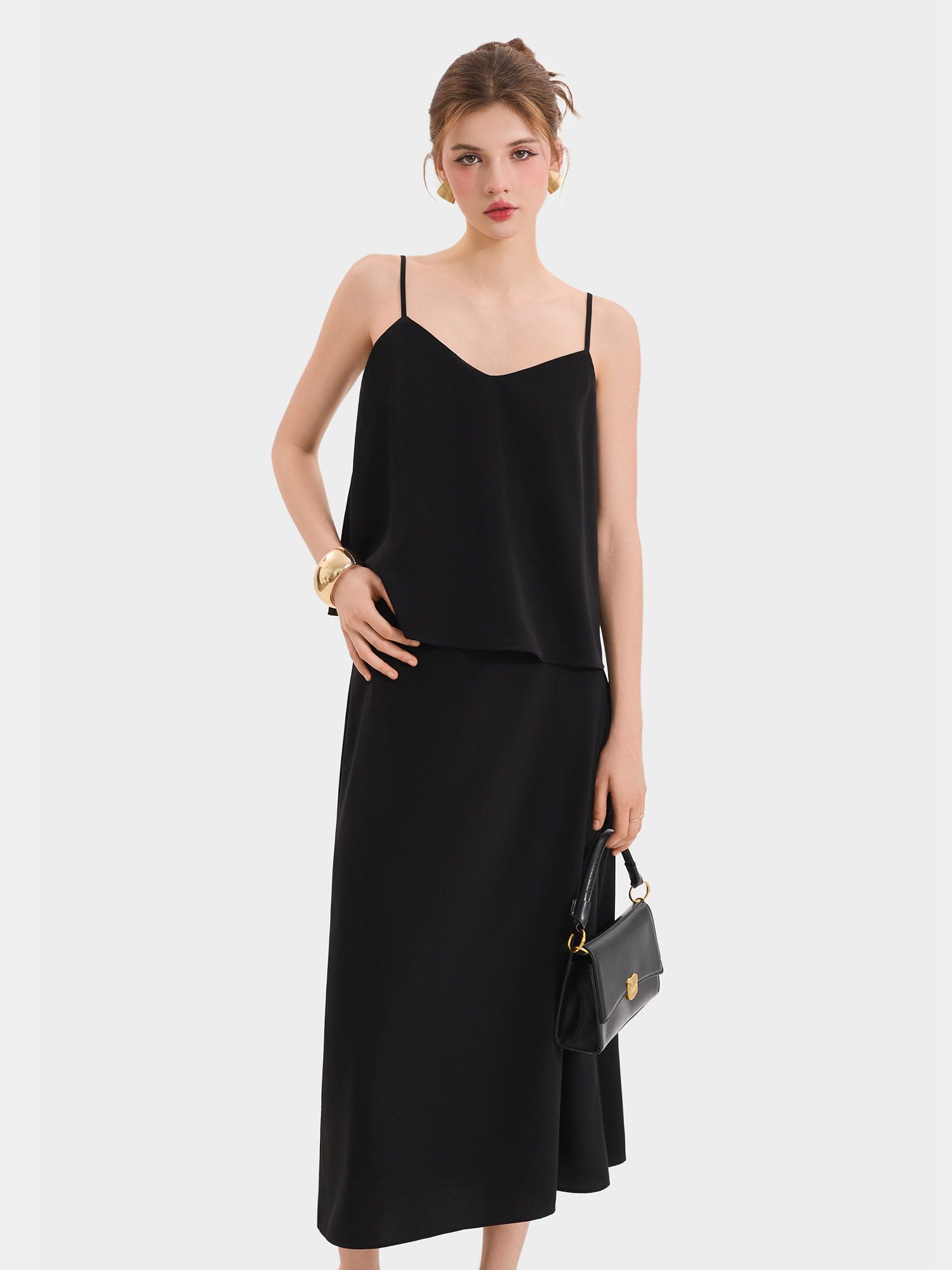  Váy midi trơn form A 