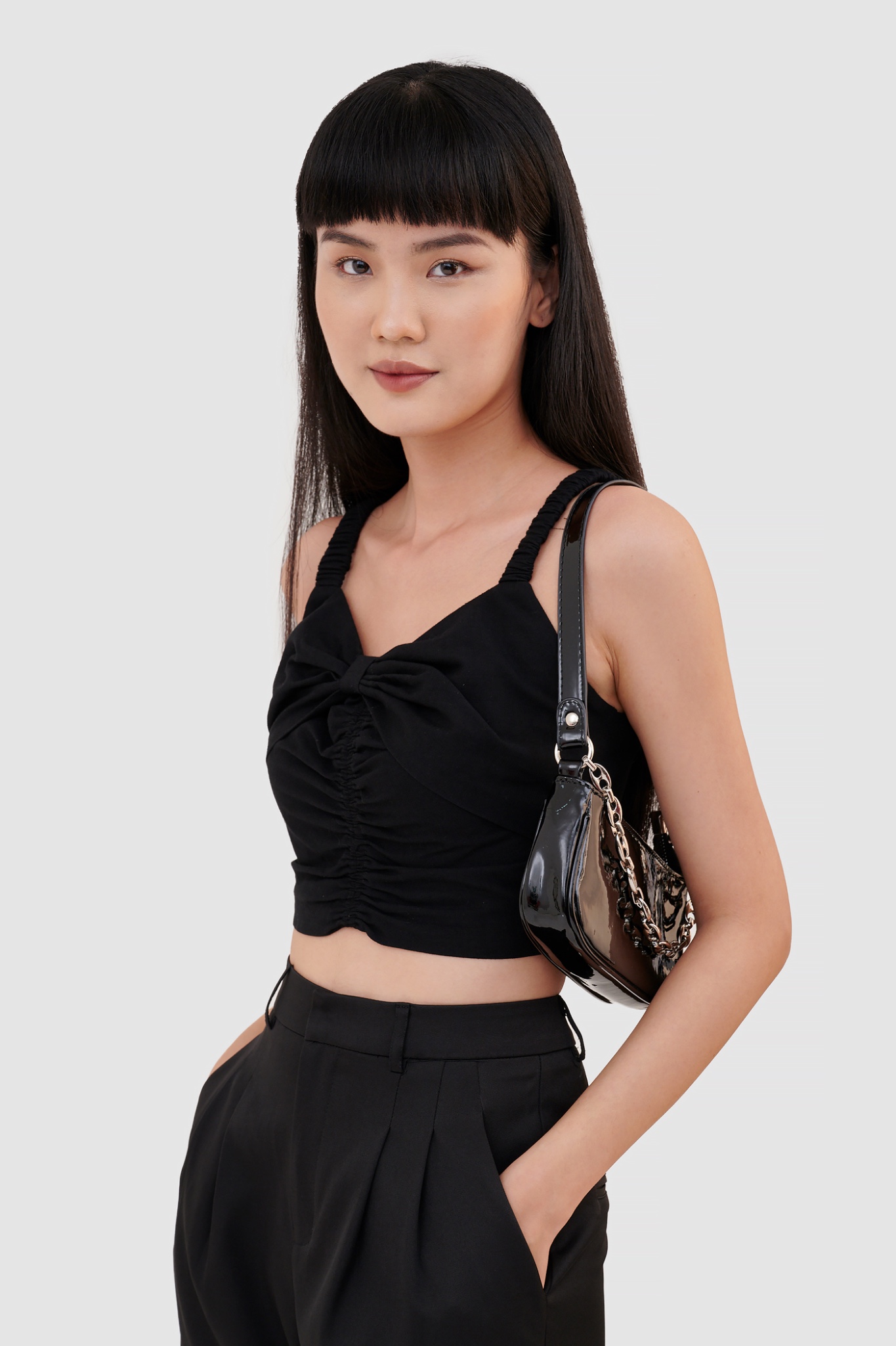 Áo croptop 2 dây smocking lưng