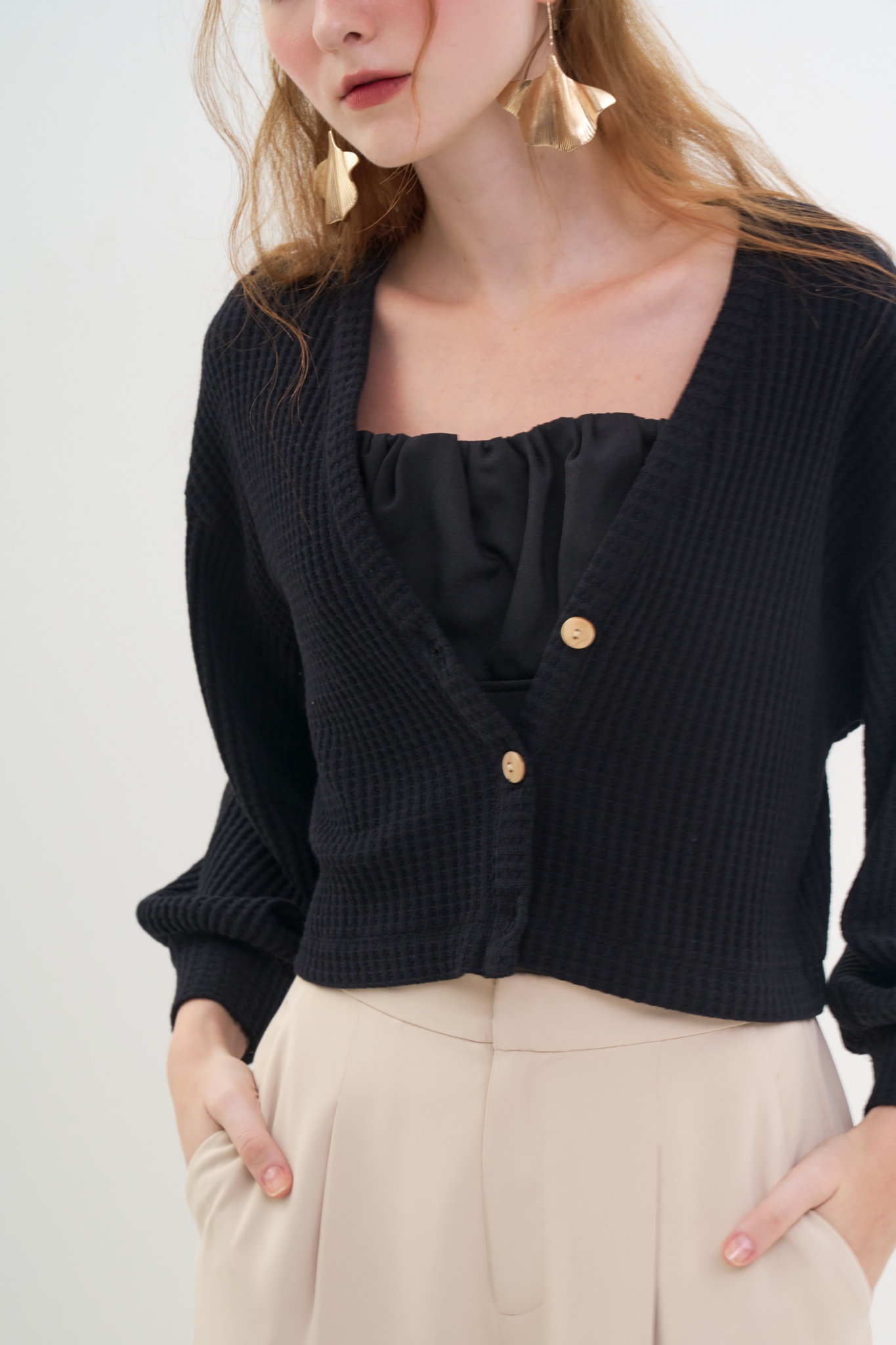 Áo cardigan crop form relax