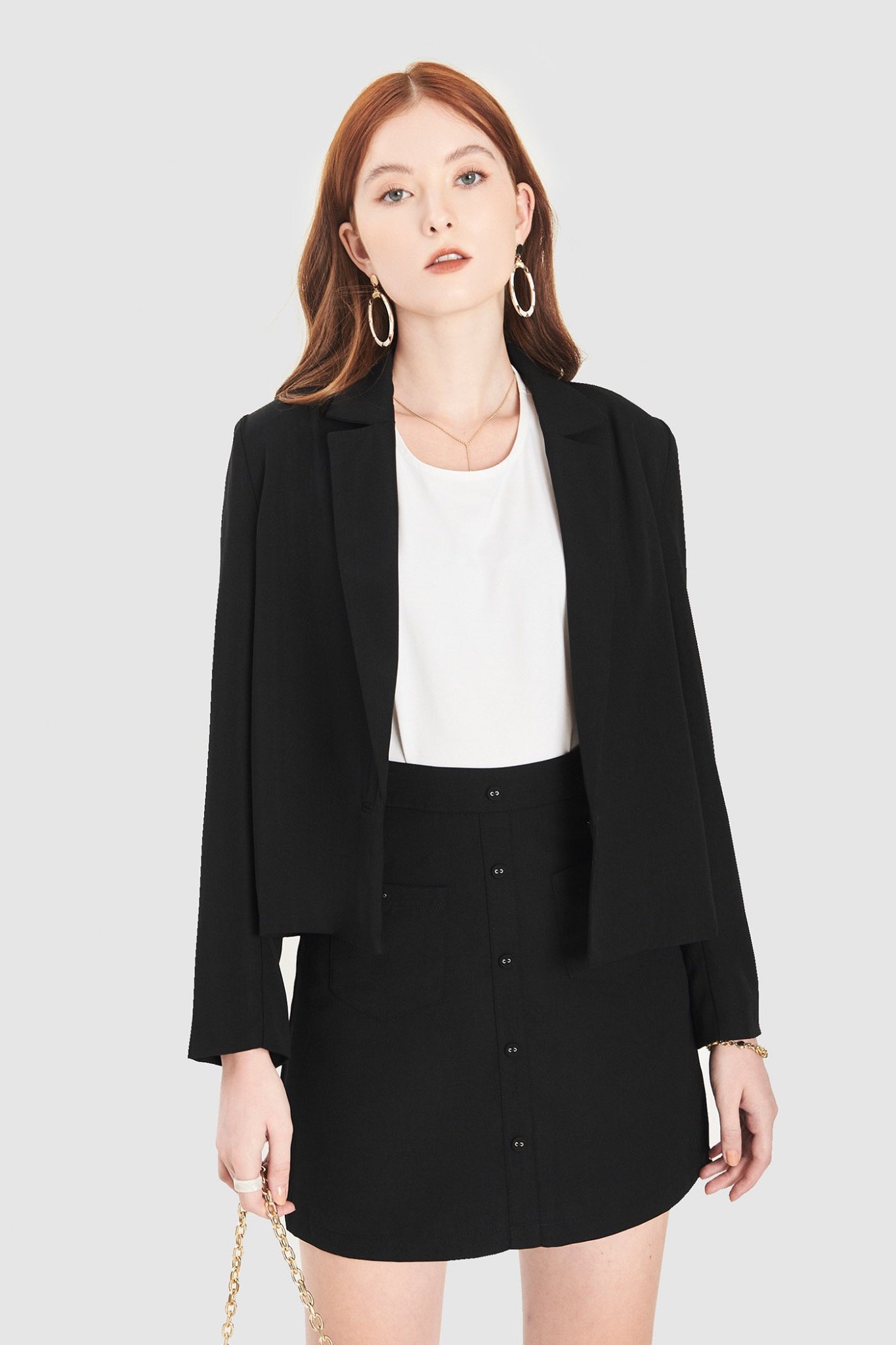 Áo blazer crop cài 1 nút