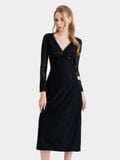  Đầm ren midi tay dài cổ tim đính nơ cổ 
