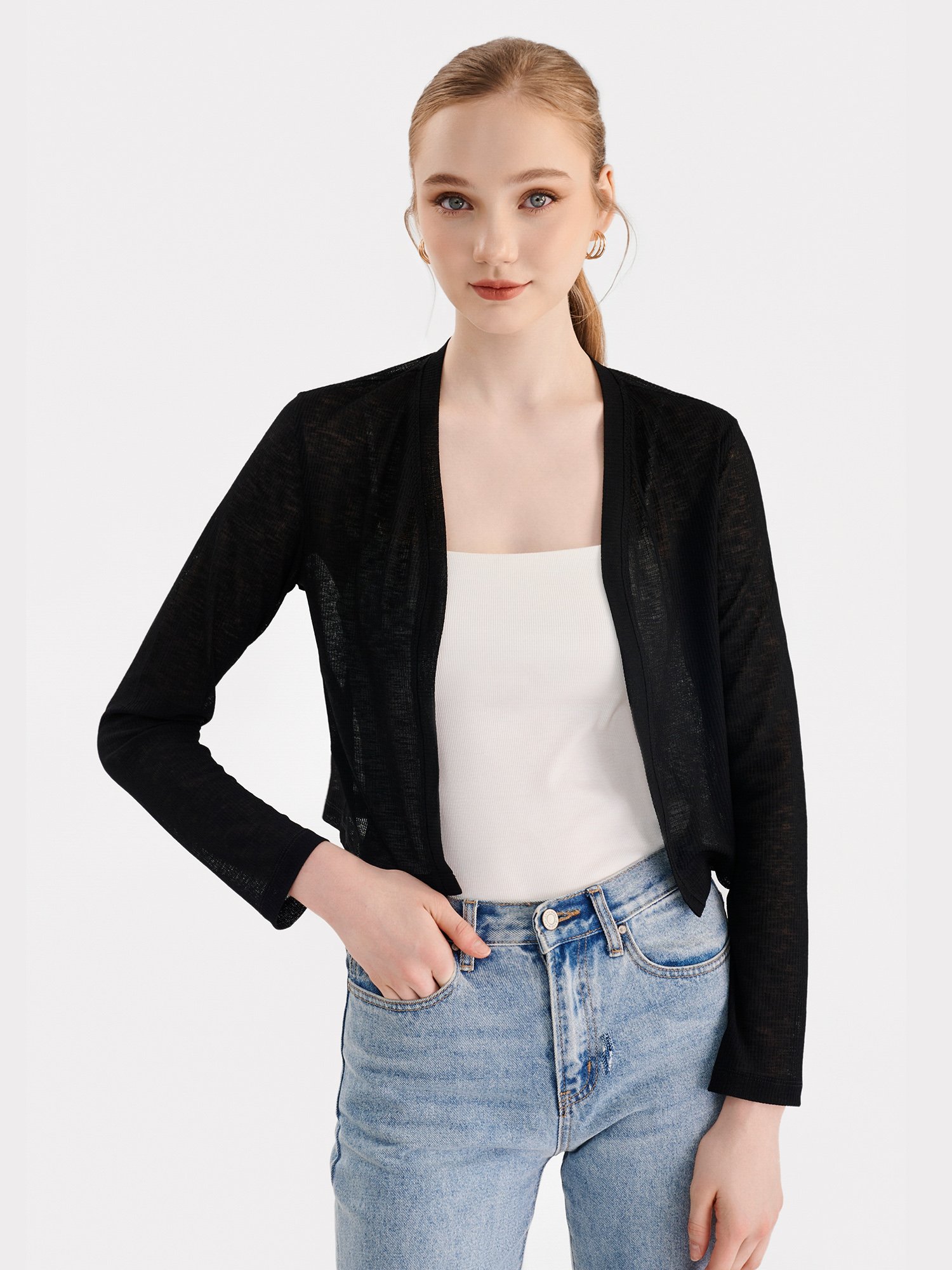 Áo cardigan cổ V tay dài