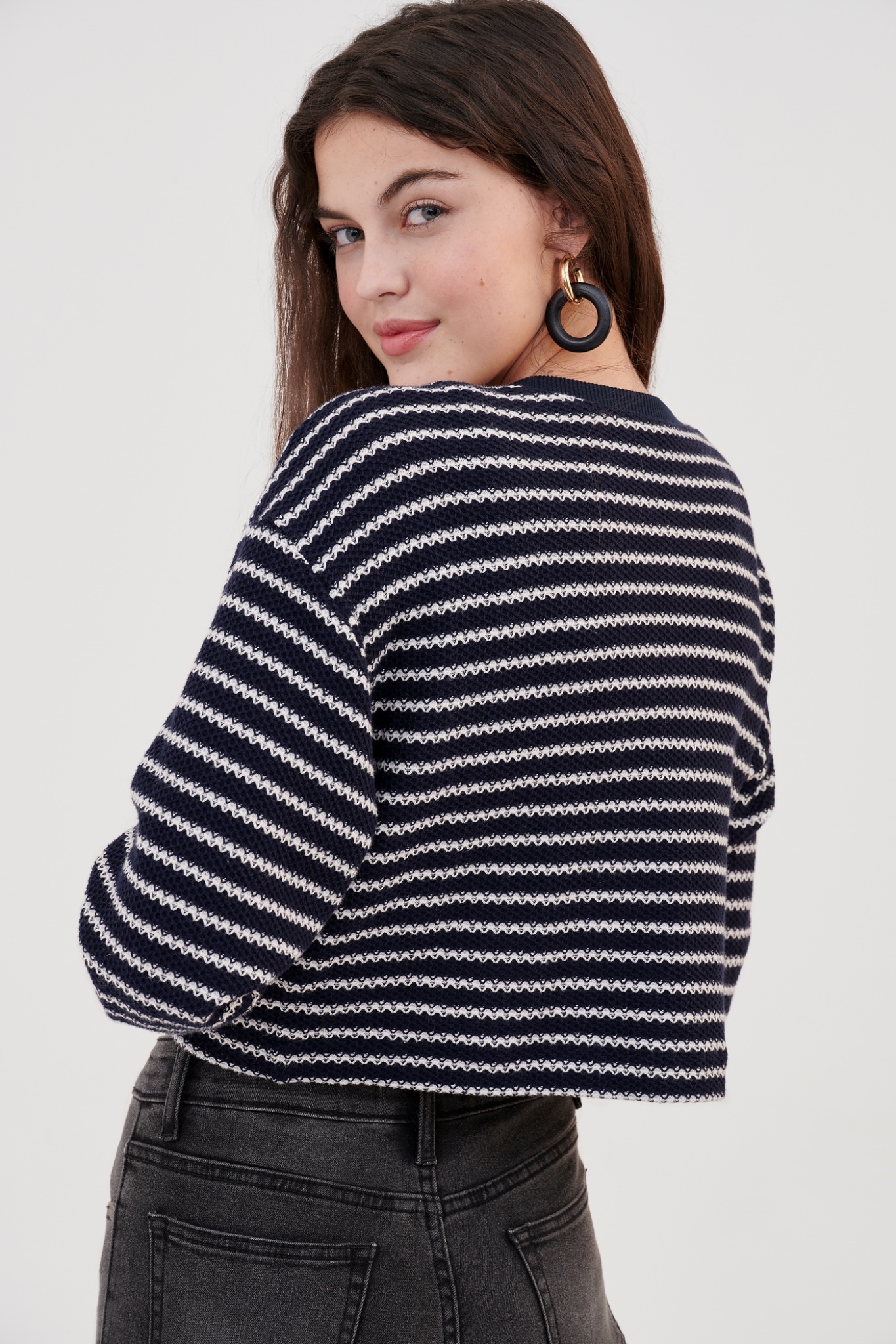 Áo cardigan knit sọc ngang