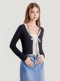  Áo cardigan phối viền thắt nơ 