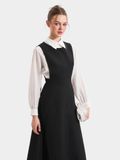  Đầm yếm midi phối sơ mi 