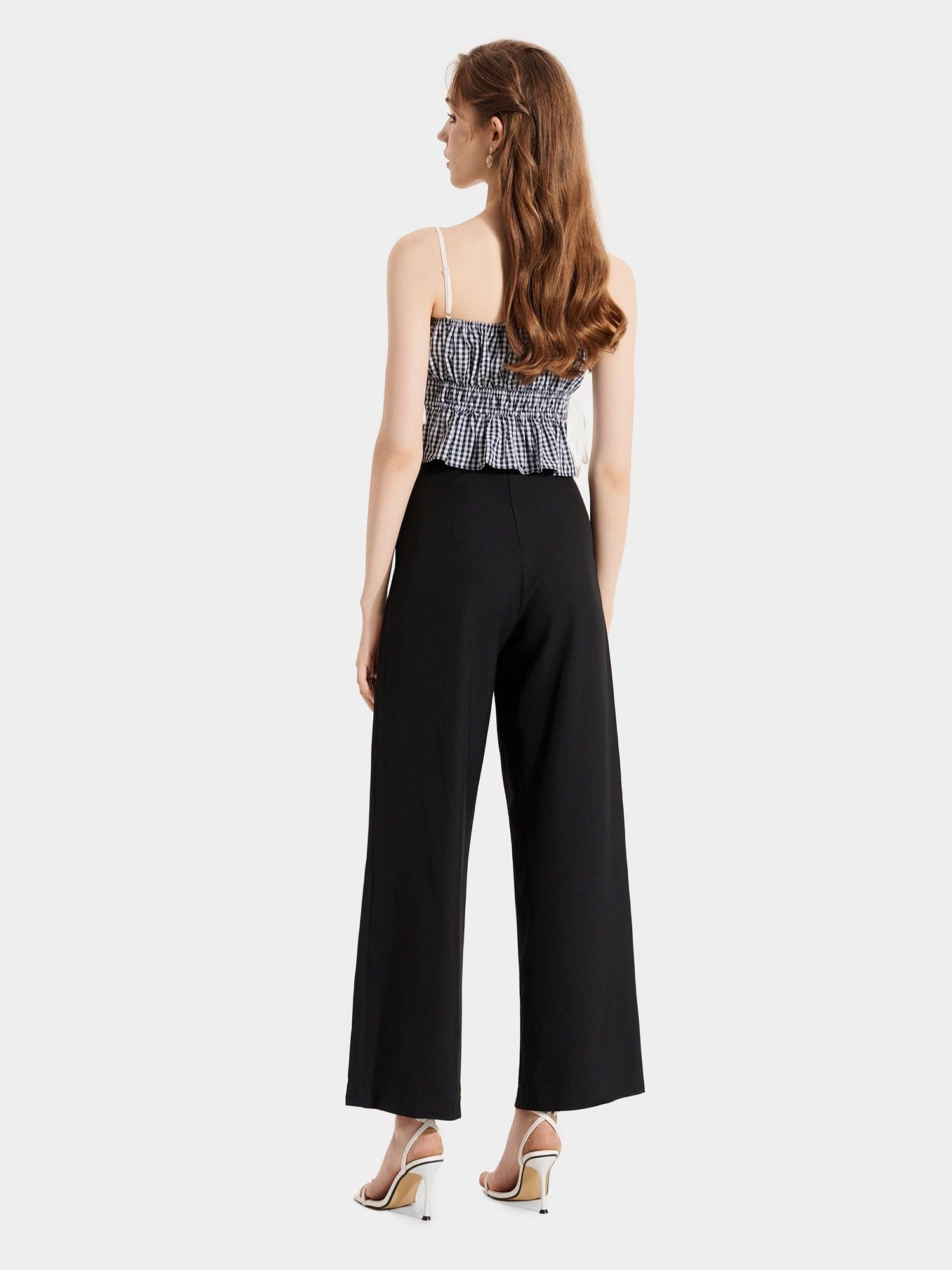  Áo 2 dây caro nhún thun thắt nơ hông 