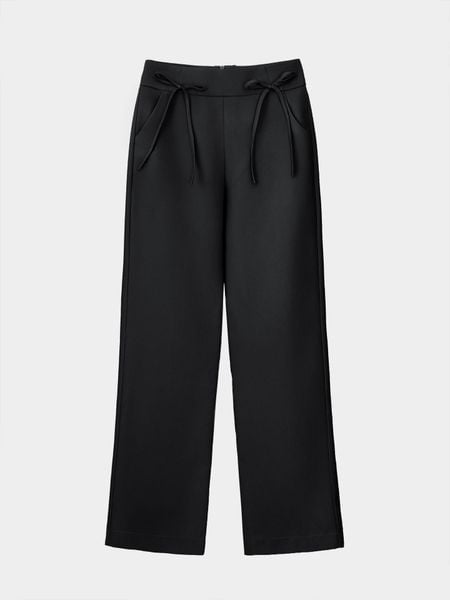  Quần dài ống đứng lưng liền đính nơ hông 