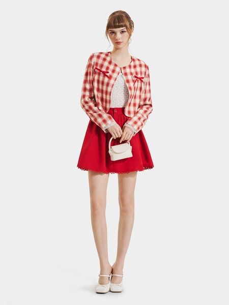  Váy mini form A lai phối ren 