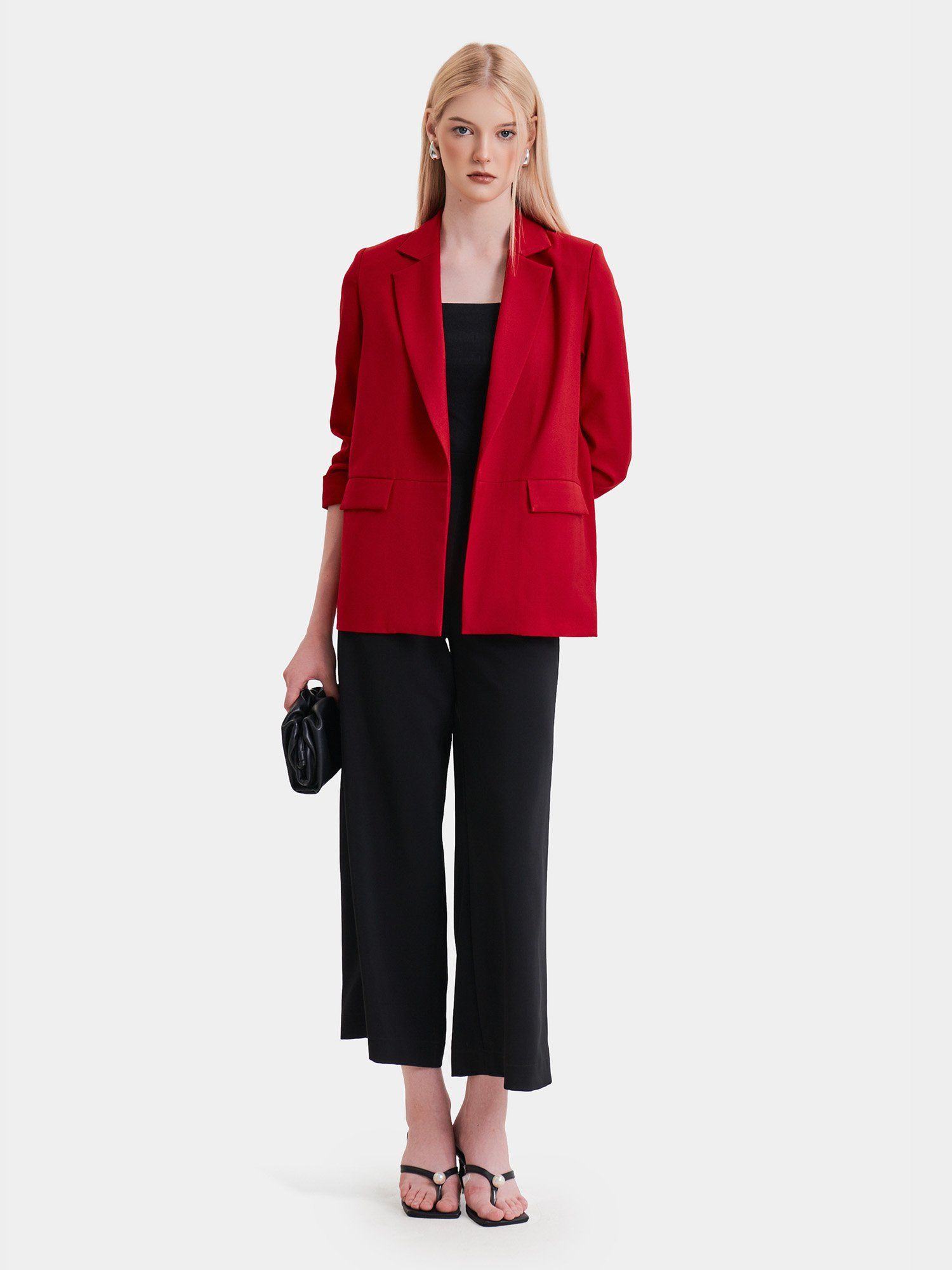  Áo blazer nhún xắn tay cách điệu 