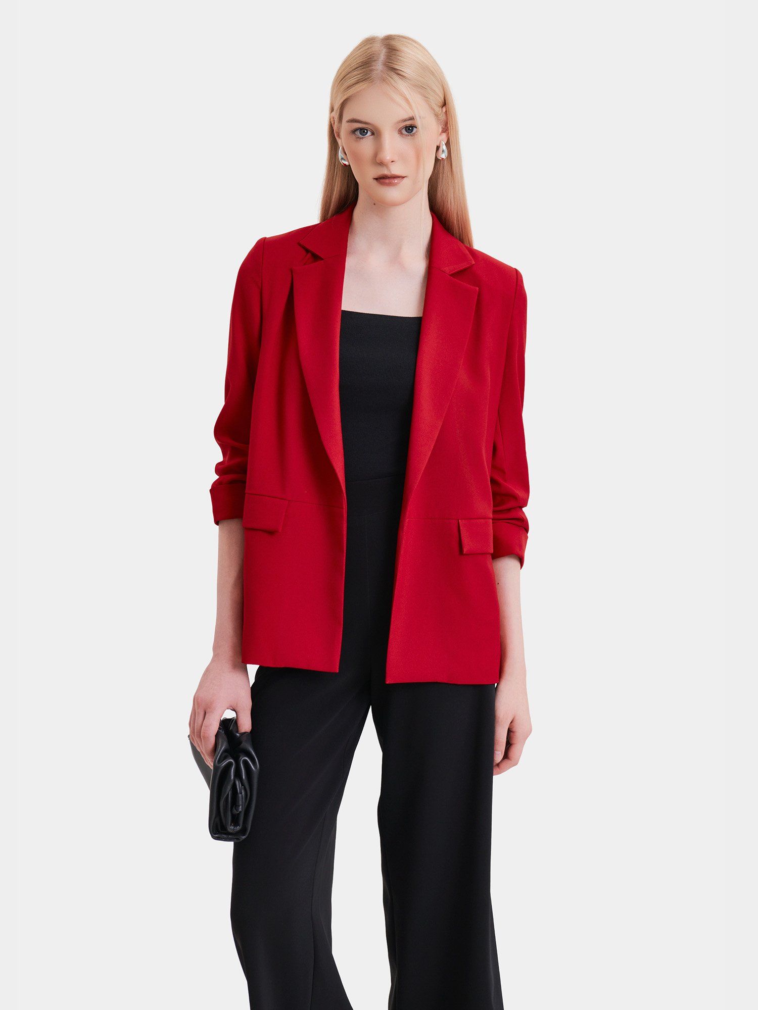  Áo blazer nhún xắn tay cách điệu 