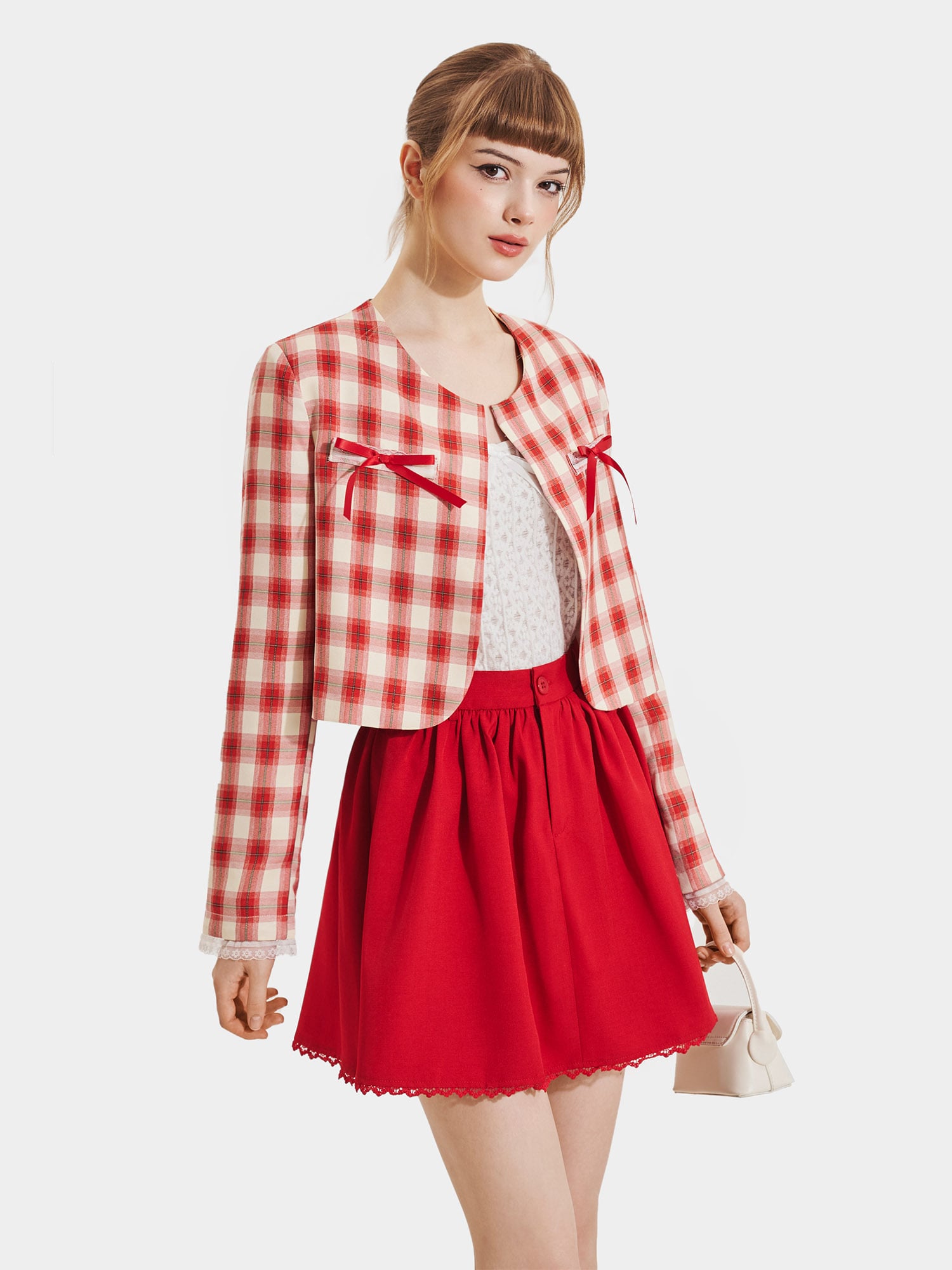 Váy mini form A lai phối ren