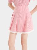  Váy mini sọc xếp li phối ren 