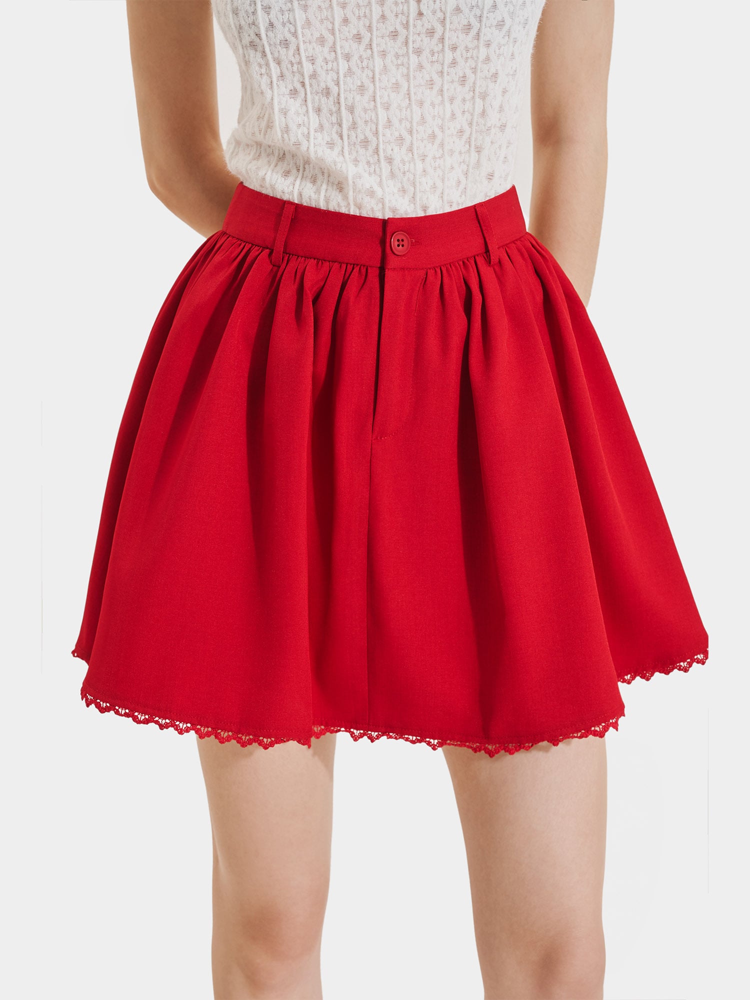 Váy mini form A lai phối ren