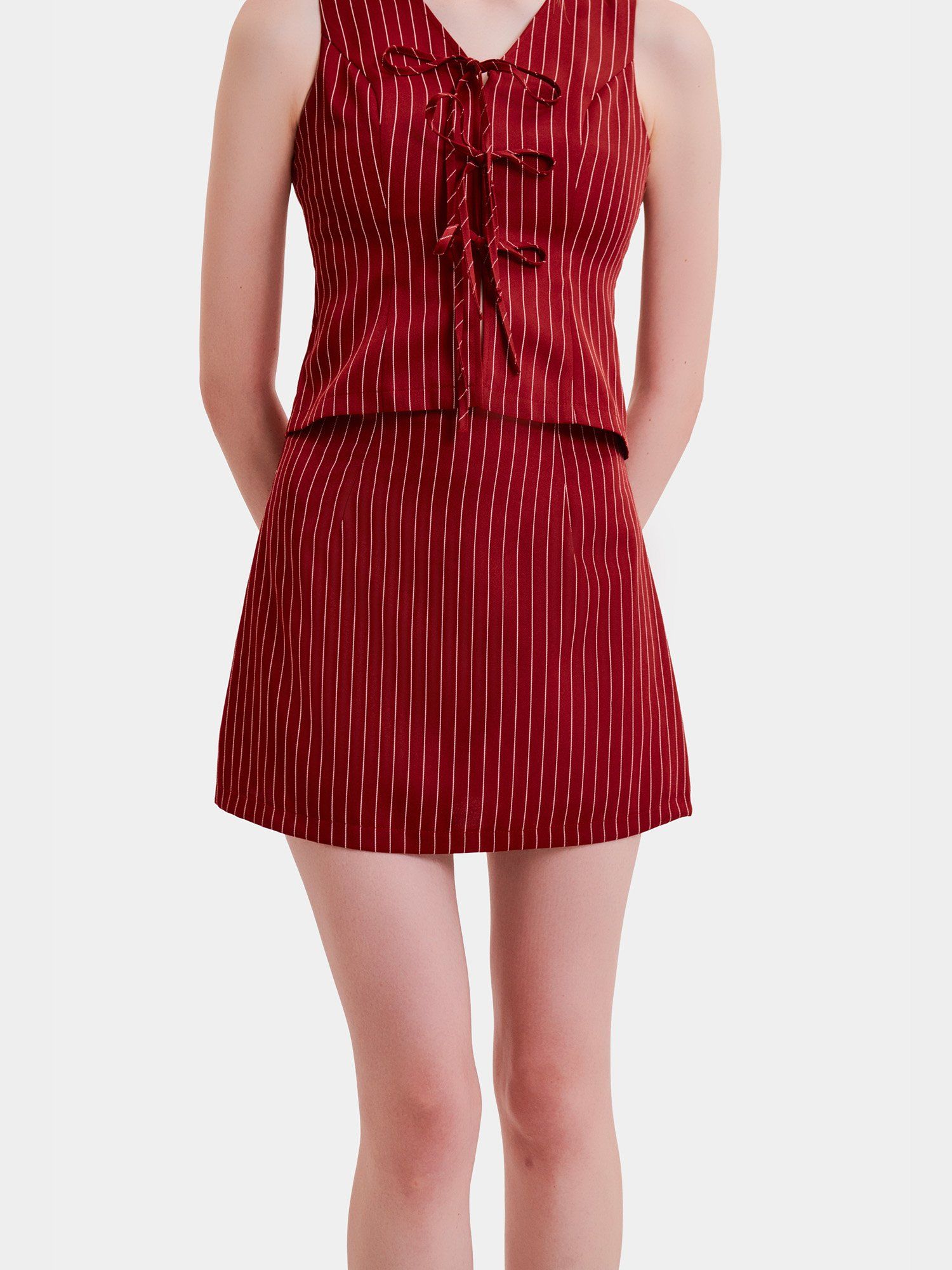  Váy skort cơ bản kẻ sọc 