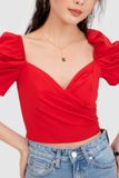  Áo crop smocking lưng cổ tim 