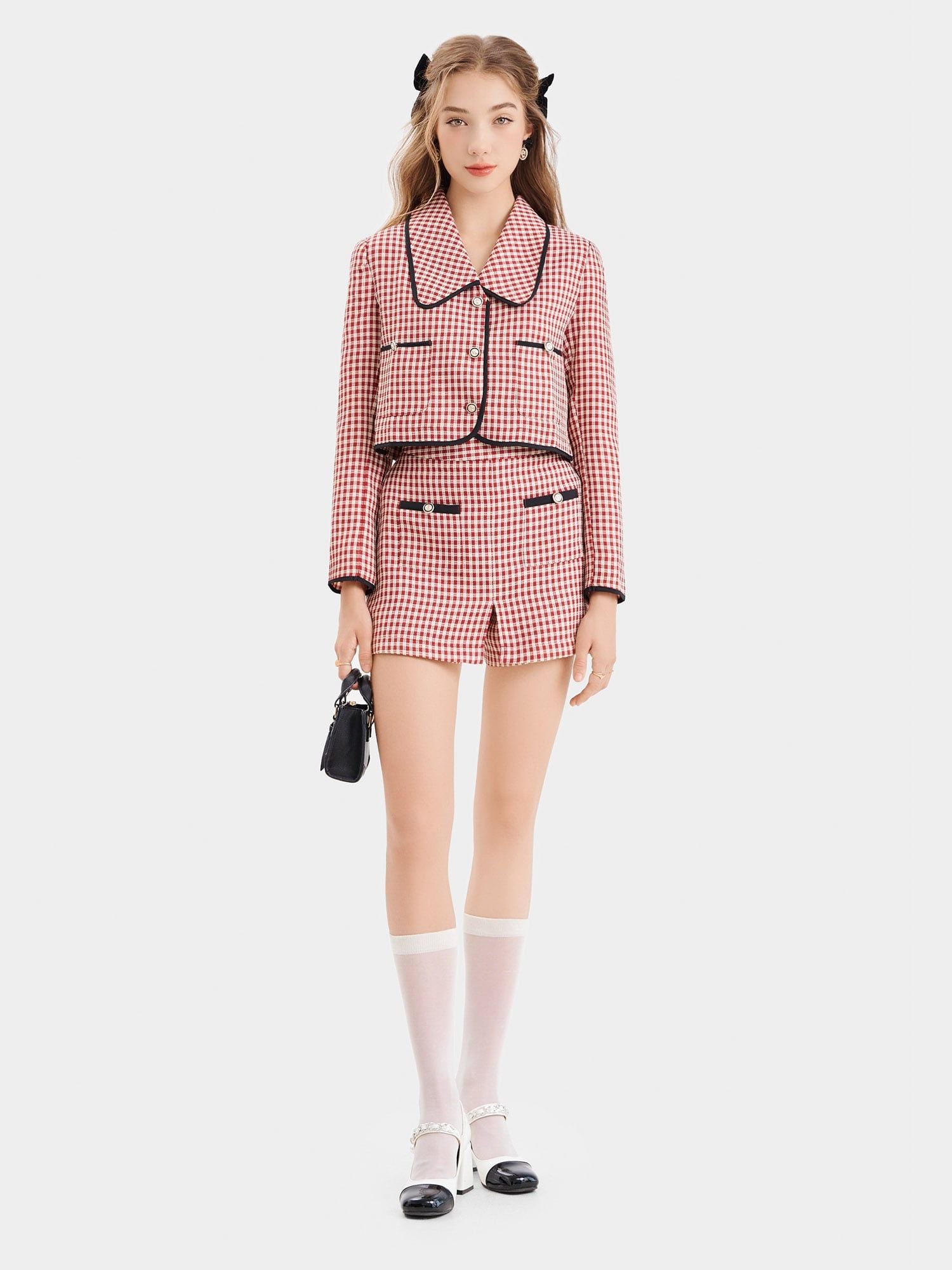  Váy quần vải bố xẻ trước 2 túi phối viền 