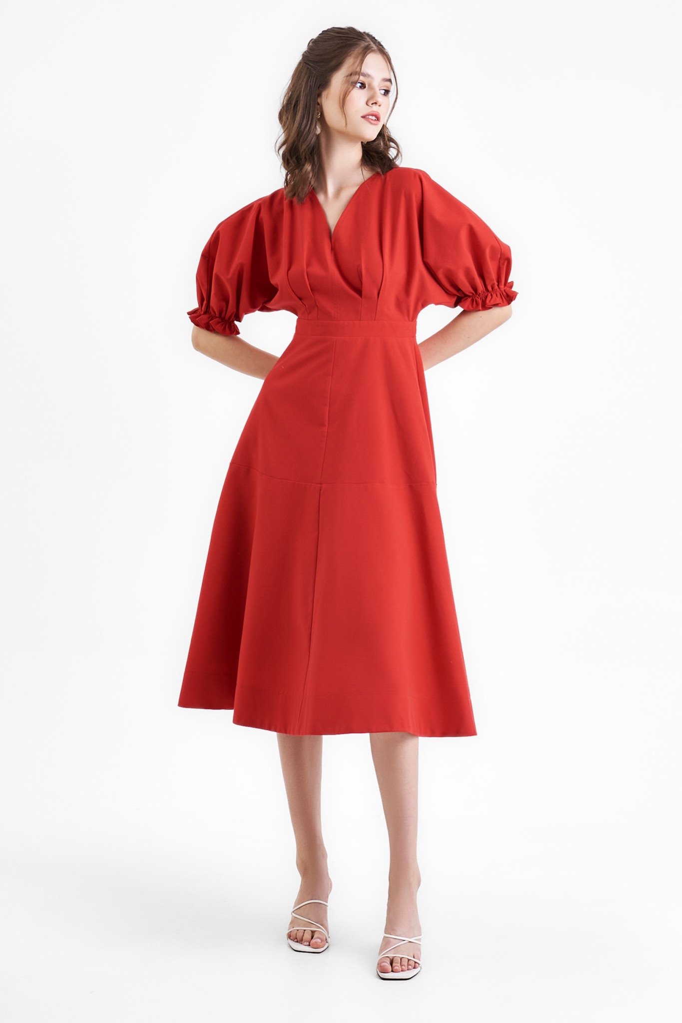 TED BAKER  Đầm midi sơ mi tay phồng cá tính Sashaa