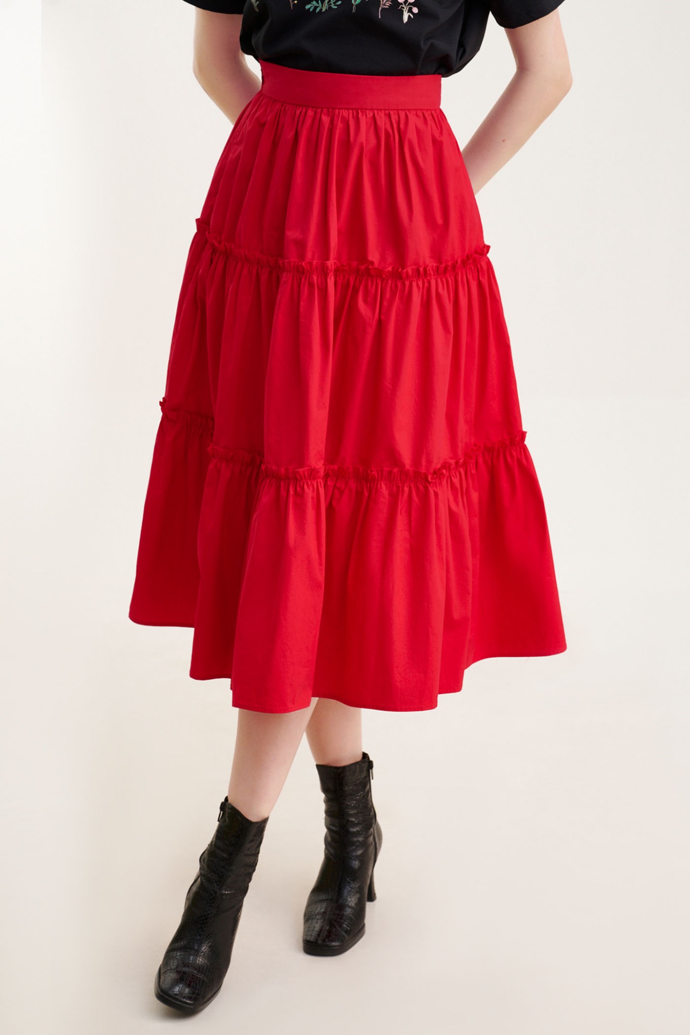 Váy midi cotton 3 tầng