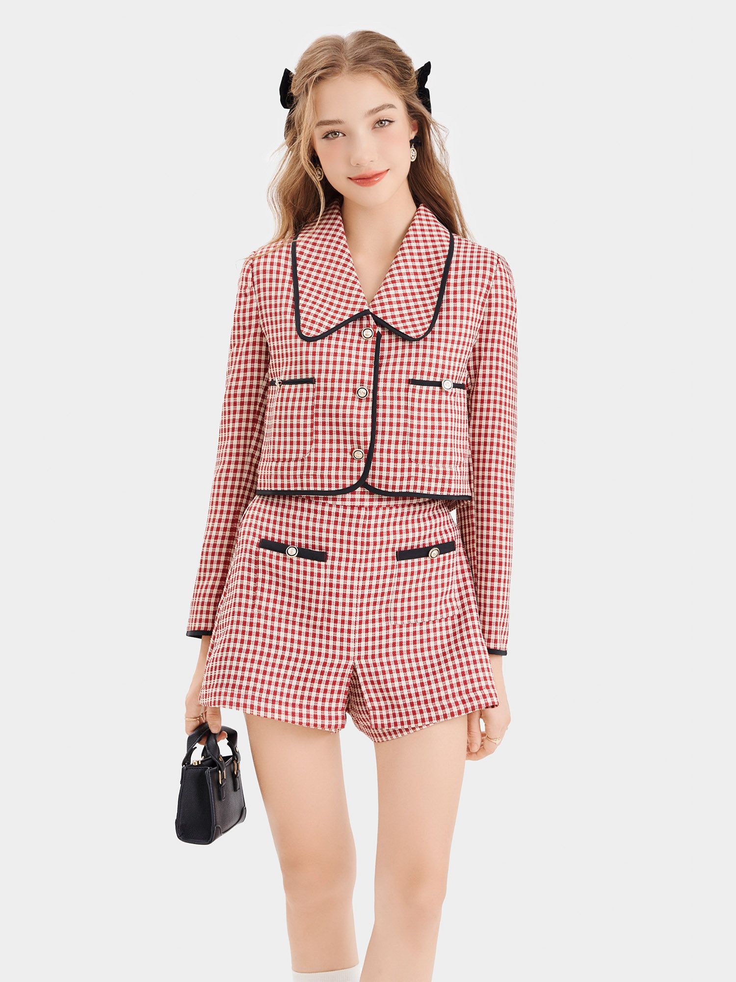  Váy quần vải bố xẻ trước 2 túi phối viền 