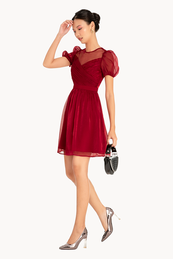 Đầm sheer đắp chéo ngực