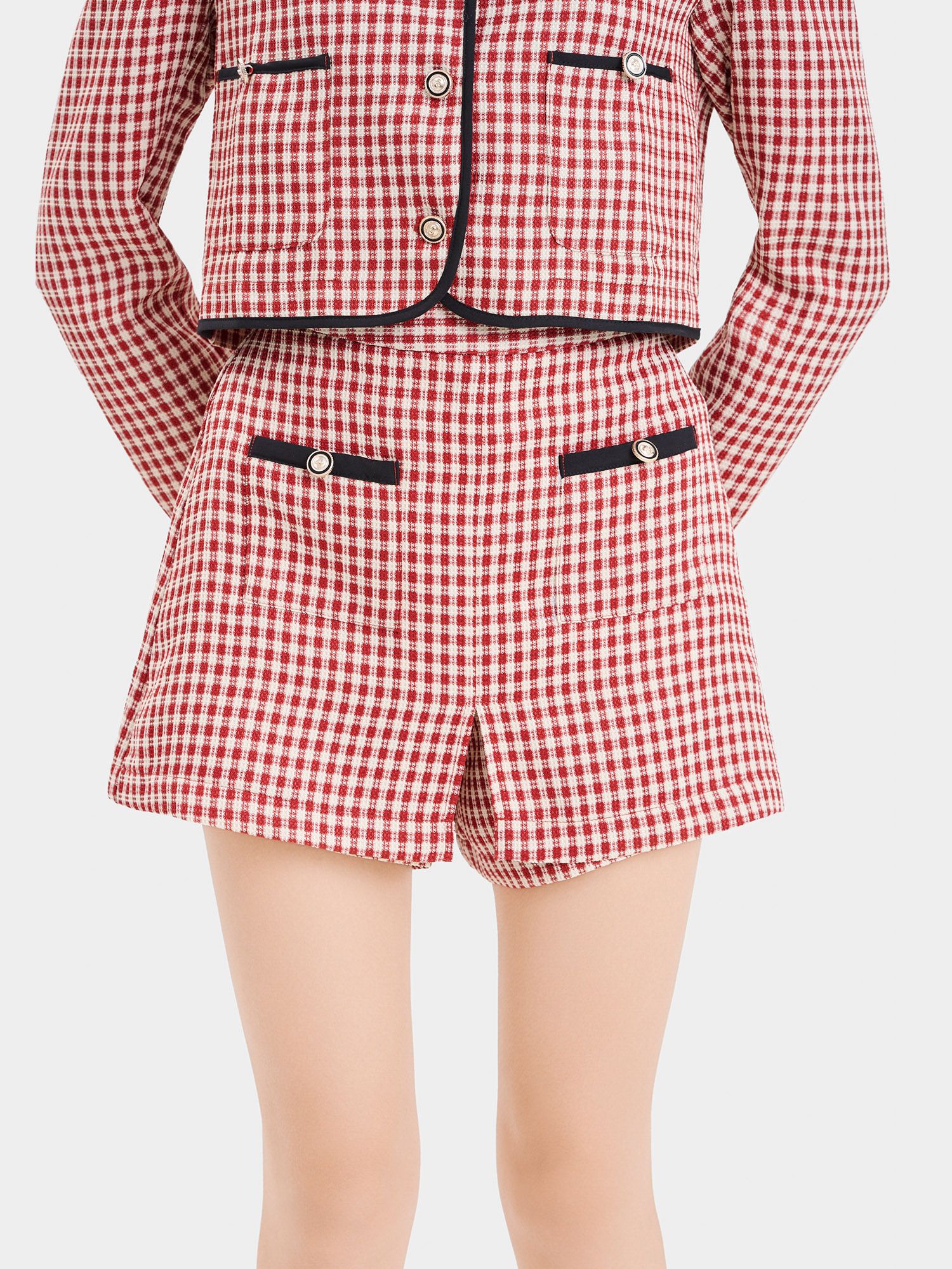  Váy quần vải bố xẻ trước 2 túi phối viền 