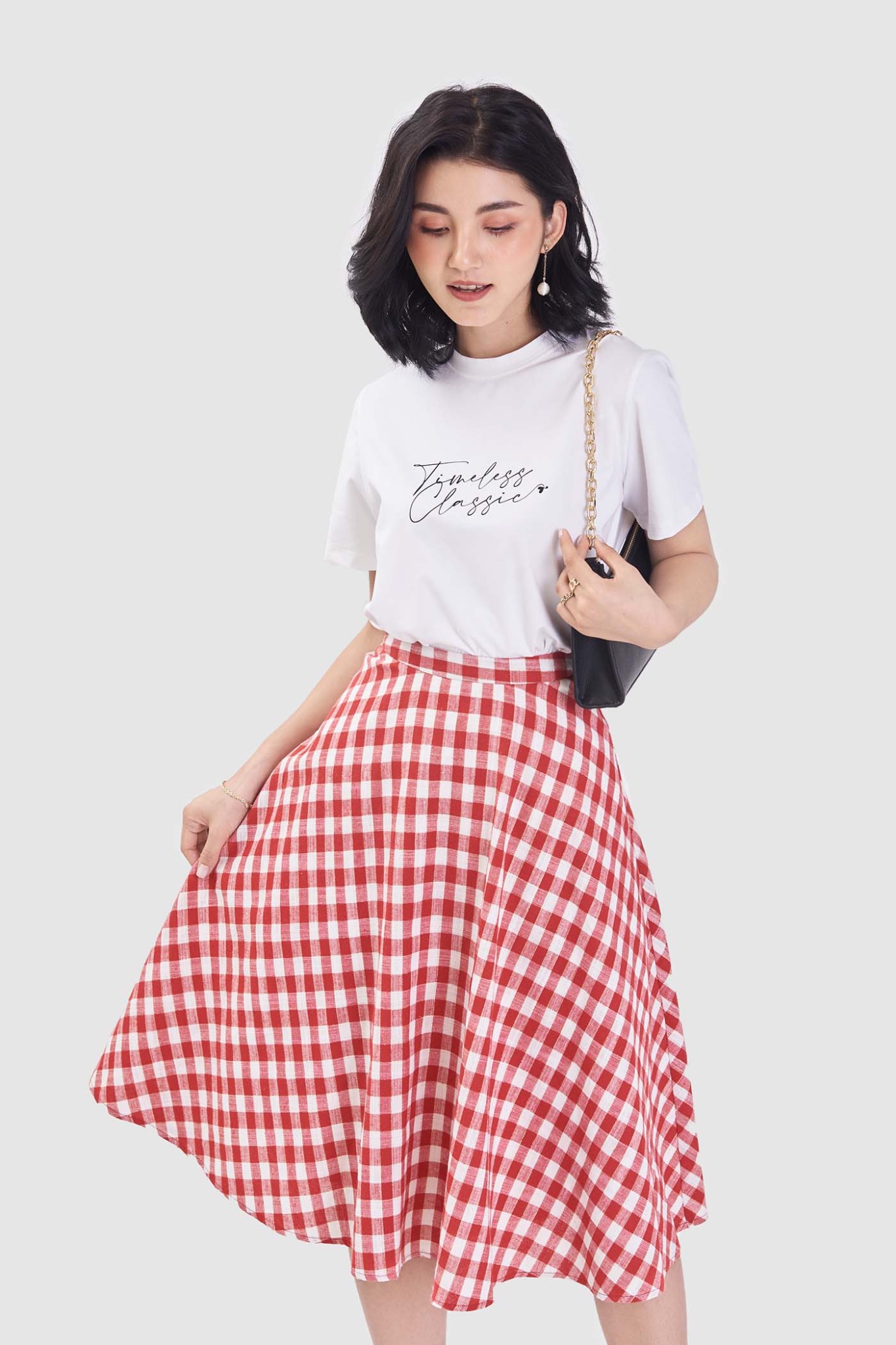 Váy midi họa tiết caro gingham