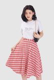  Váy midi họa tiết caro gingham 