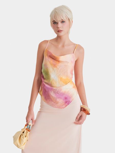  Áo 2 dây họa tiết loang màu 