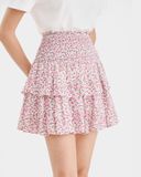  Váy mini form A smocking lưng phối bèo 