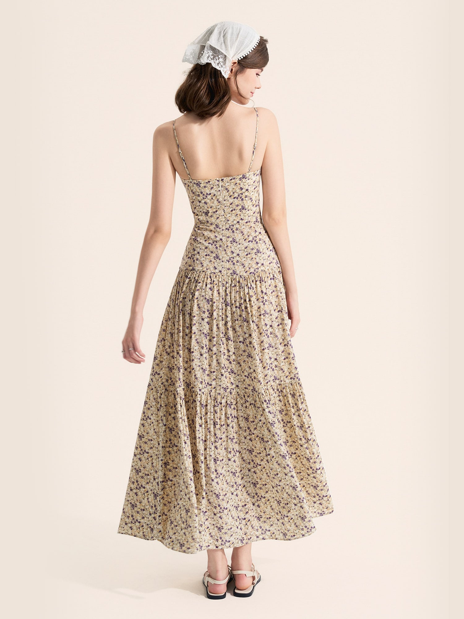 Đầm maxi 2 dây 3 tầng