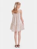  Đầm mini 2 dây thêu hoa form suông phối bèo 