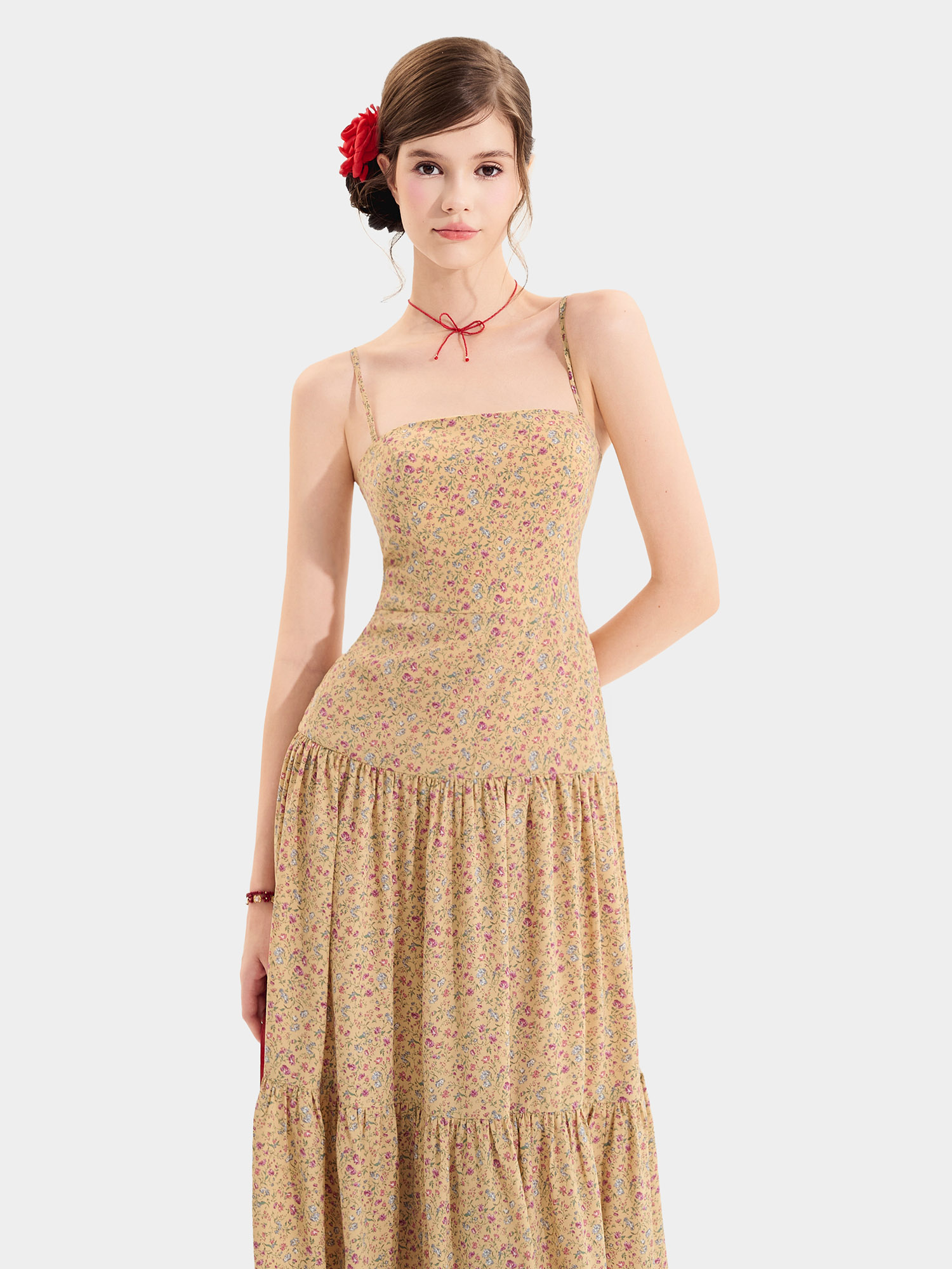 Đầm maxi 2 dây 3 tầng