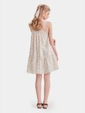  Đầm mini 2 dây thêu hoa form suông phối bèo 