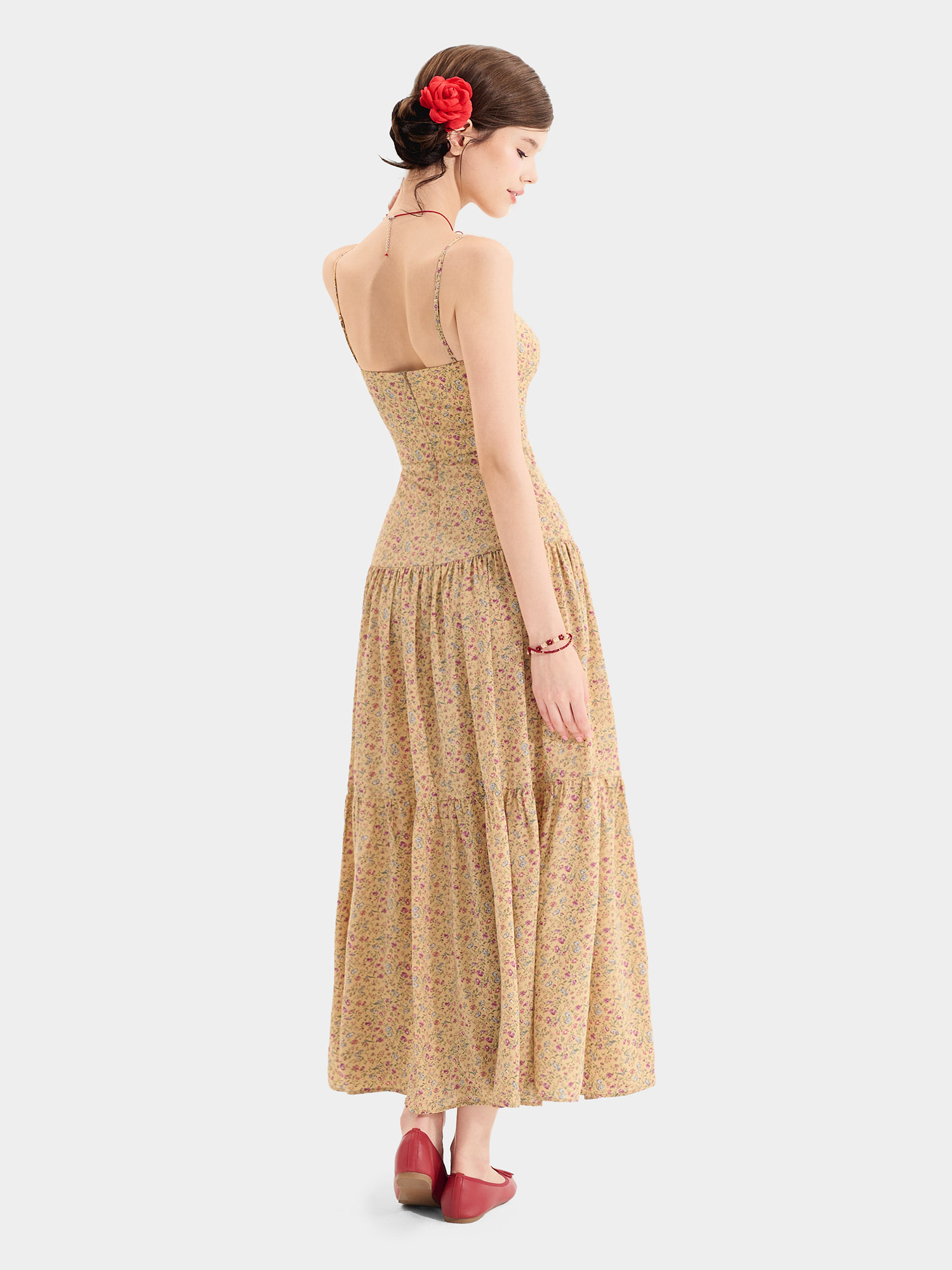 Đầm maxi 2 dây 3 tầng