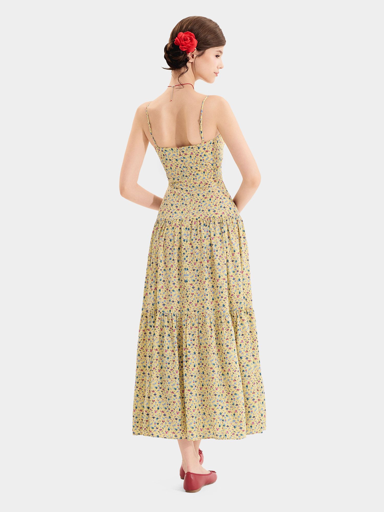  Đầm maxi 2 dây 3 tầng 