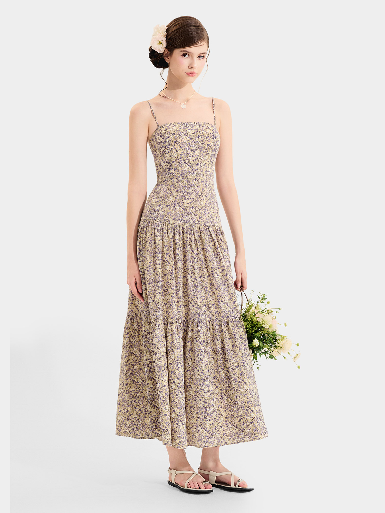 Đầm maxi 2 dây 3 tầng