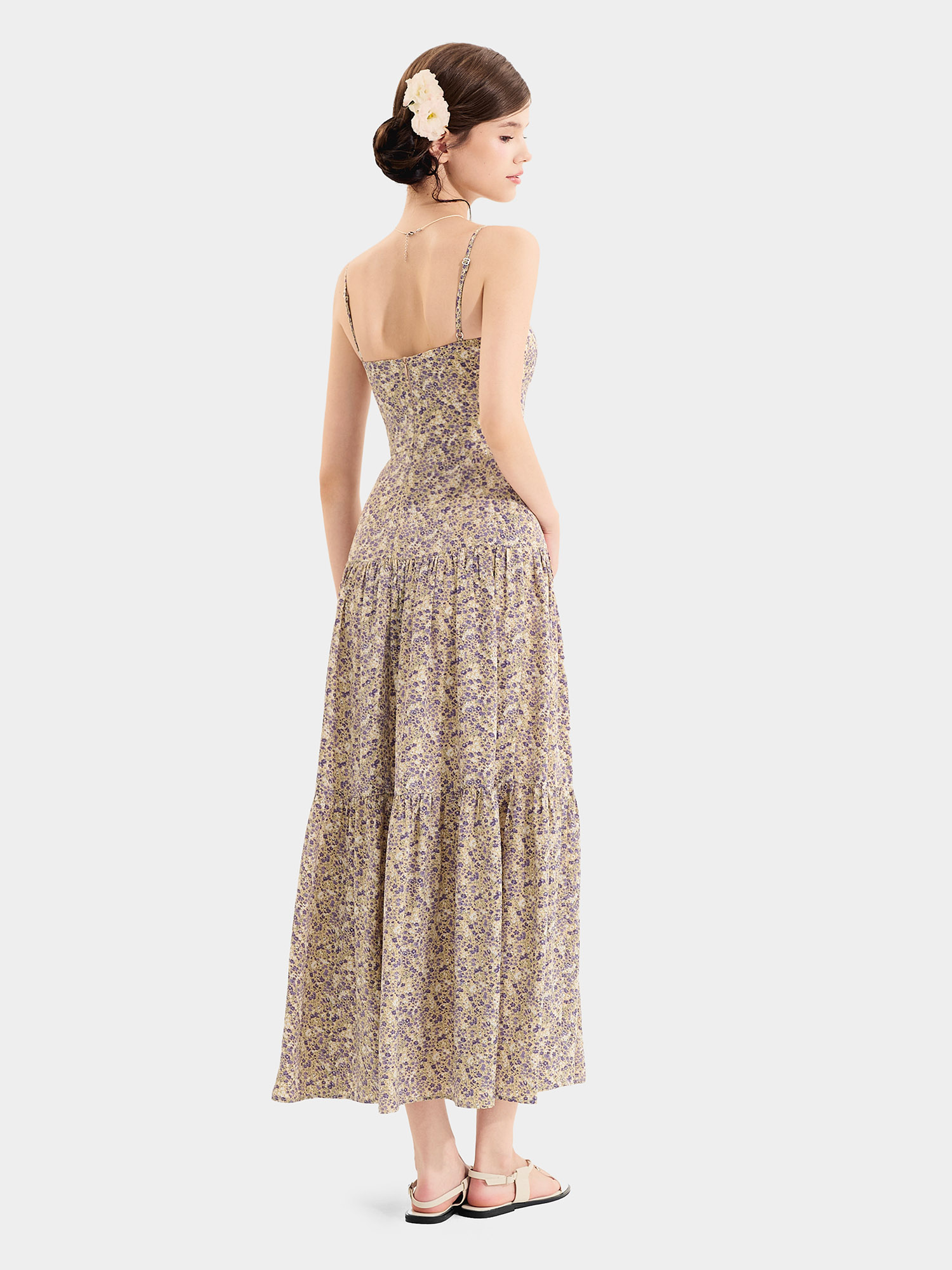 Đầm maxi 2 dây 3 tầng