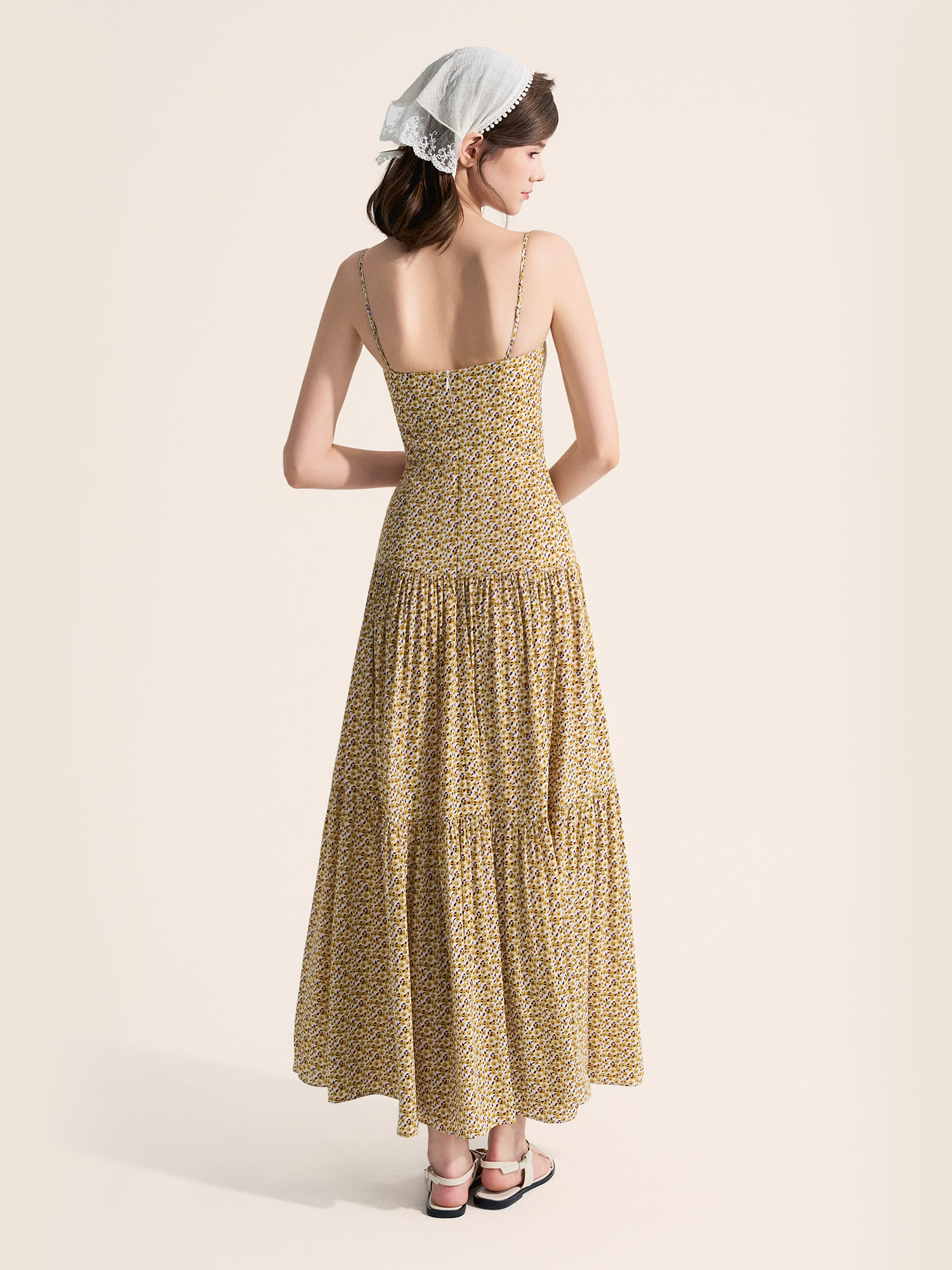 Đầm maxi 2 dây 3 tầng