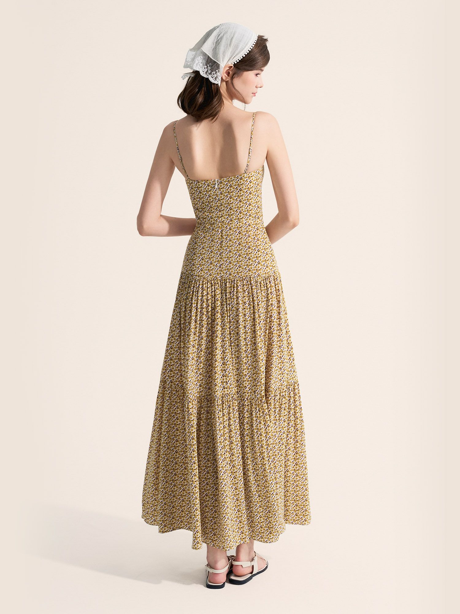  Đầm maxi 2 dây 3 tầng 