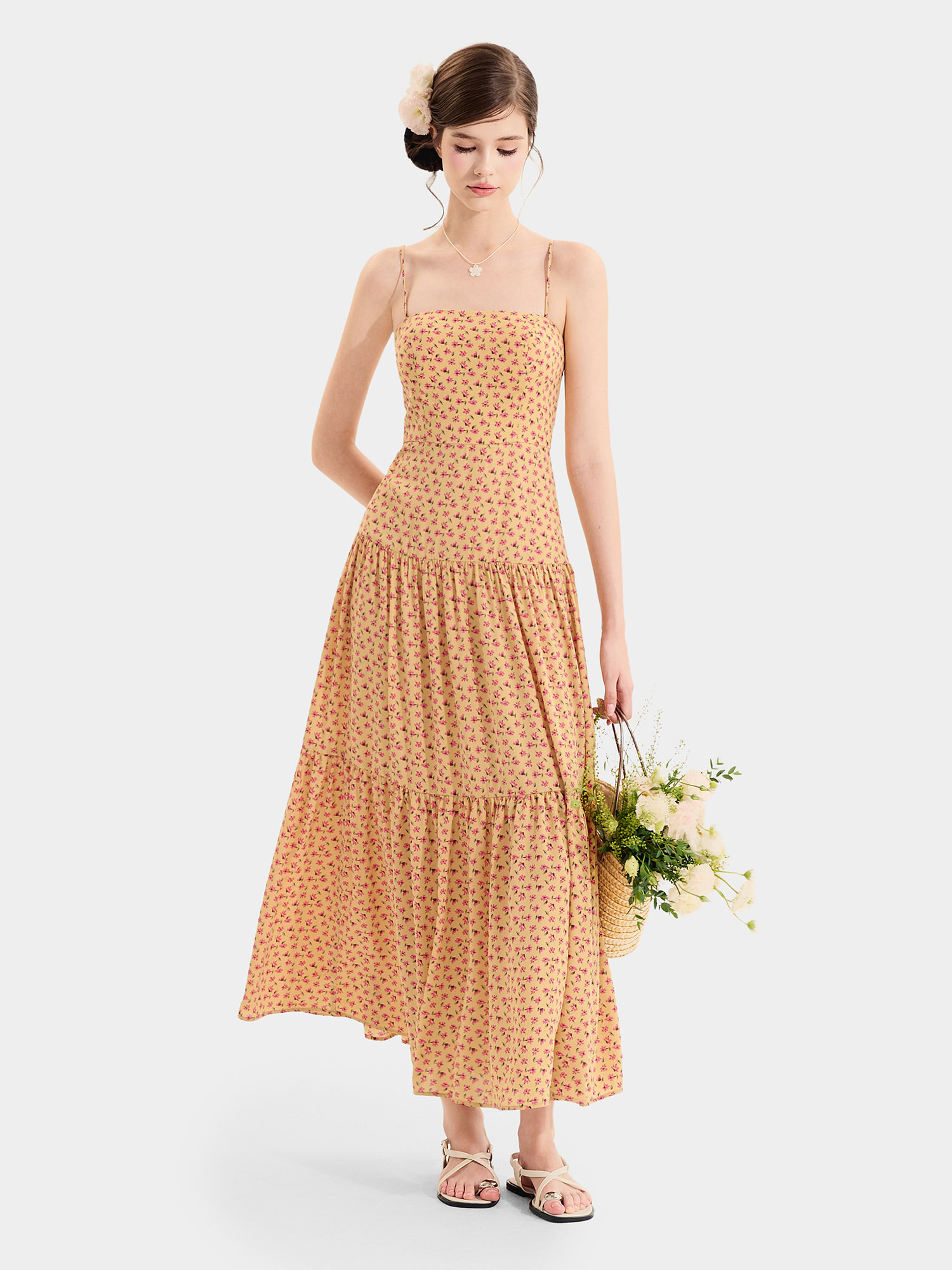 Đầm maxi 2 dây 3 tầng