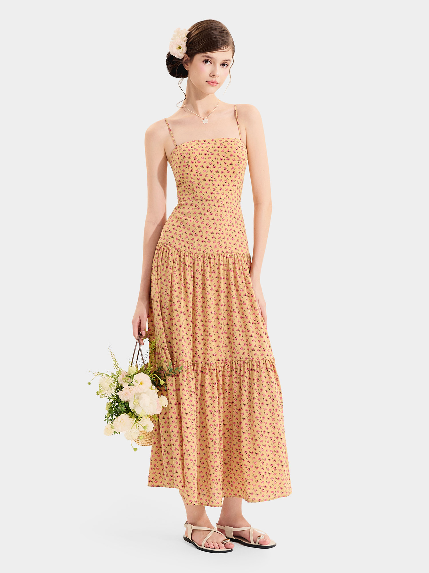 Đầm maxi 2 dây 3 tầng