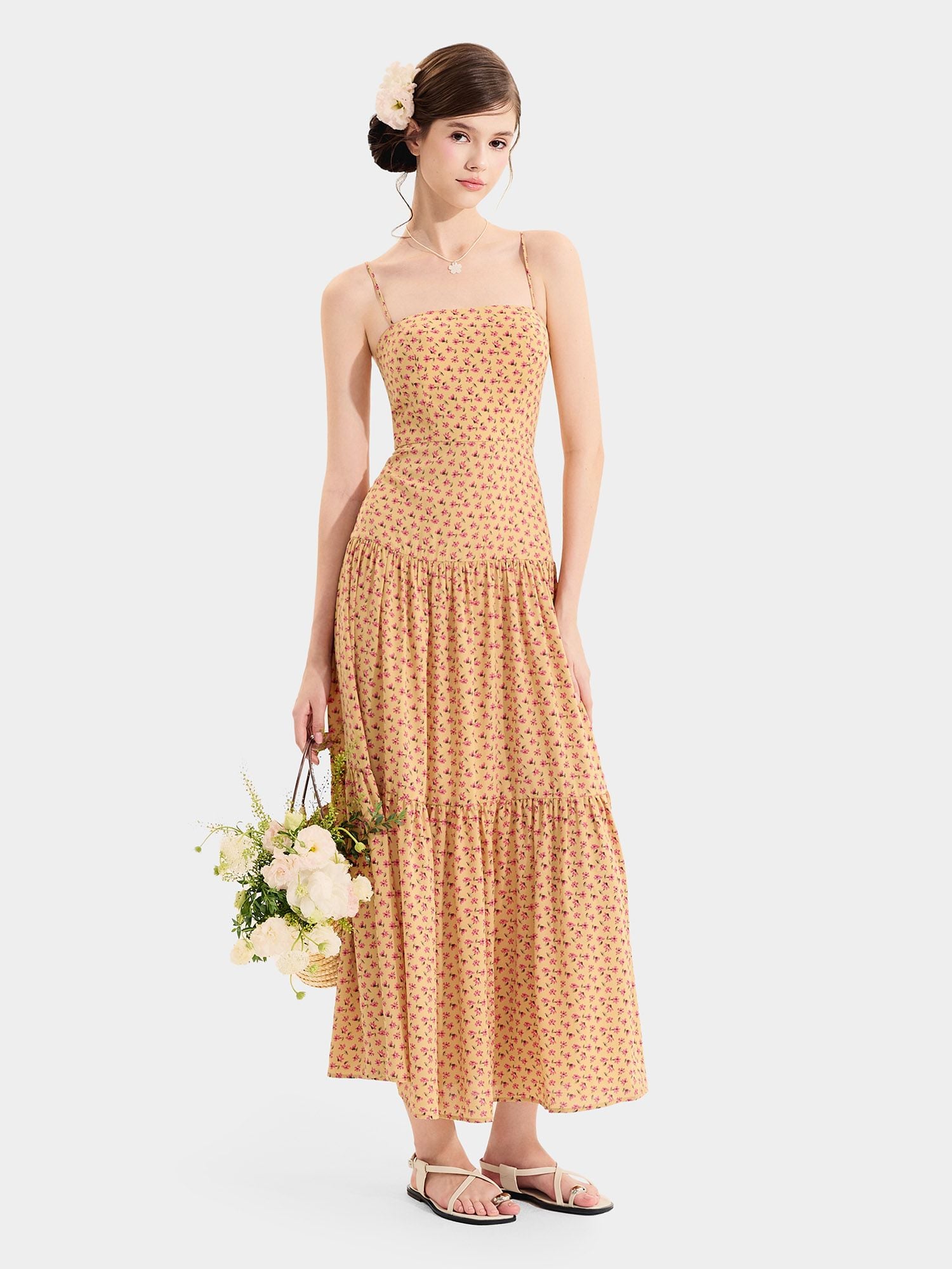  Đầm maxi 2 dây 3 tầng 