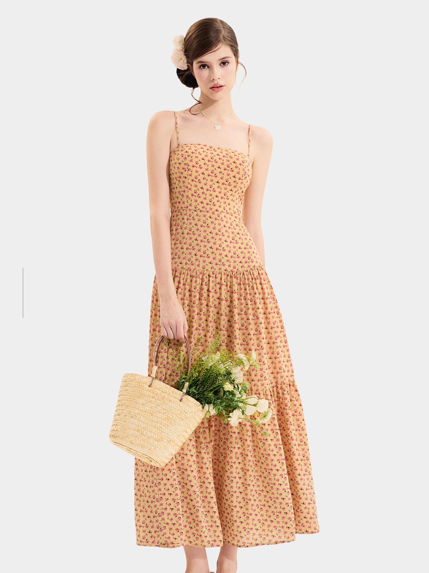  Đầm maxi 2 dây 3 tầng 