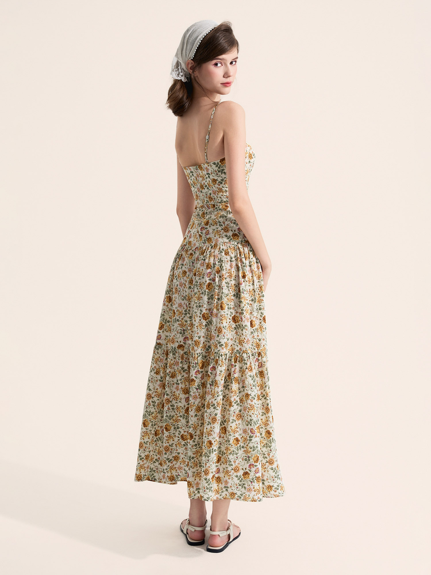 Đầm maxi 2 dây 3 tầng