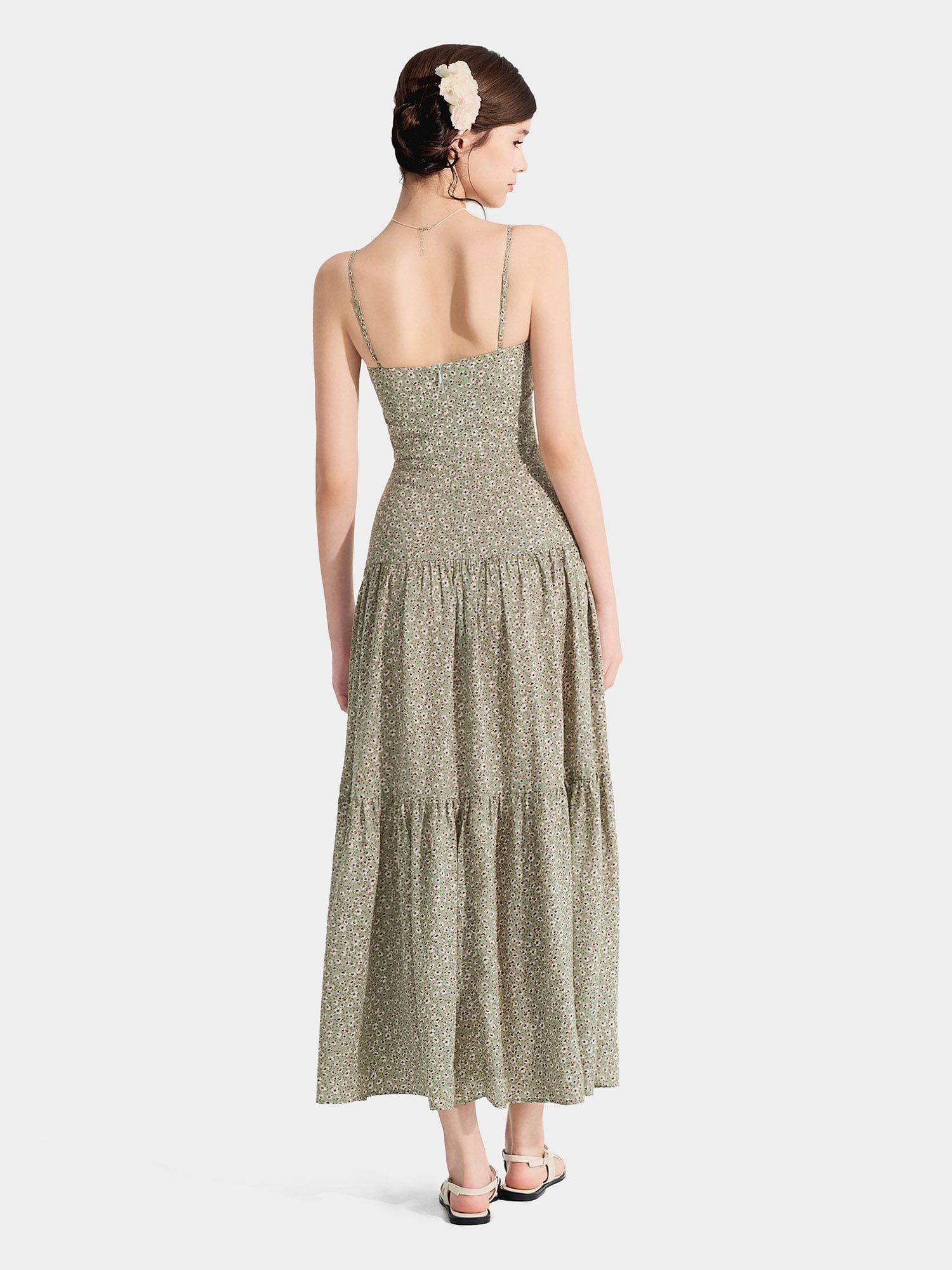  Đầm maxi 2 dây 3 tầng 