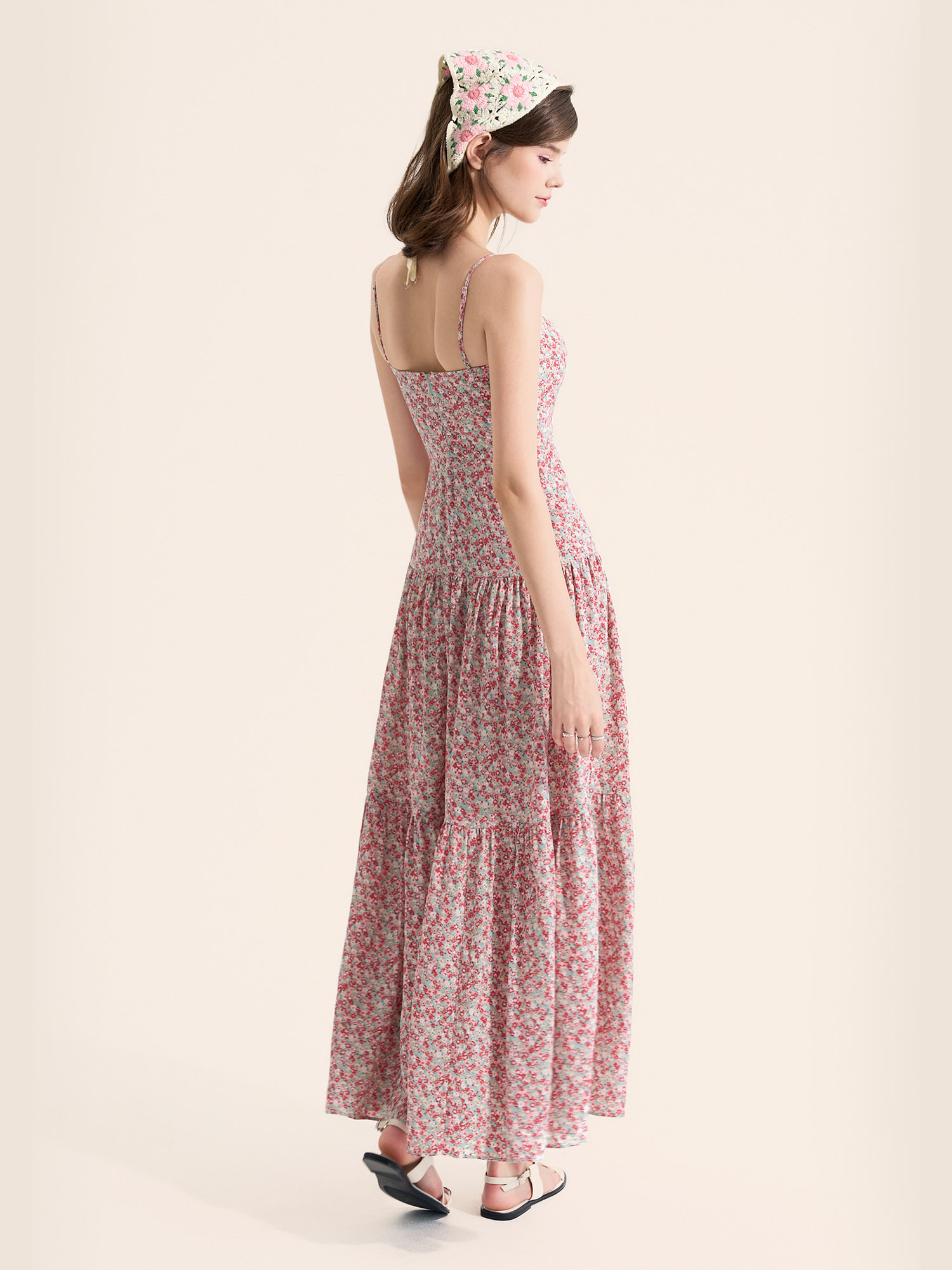 Đầm maxi 2 dây 3 tầng