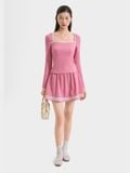  Váy thun mini form A phối viền 