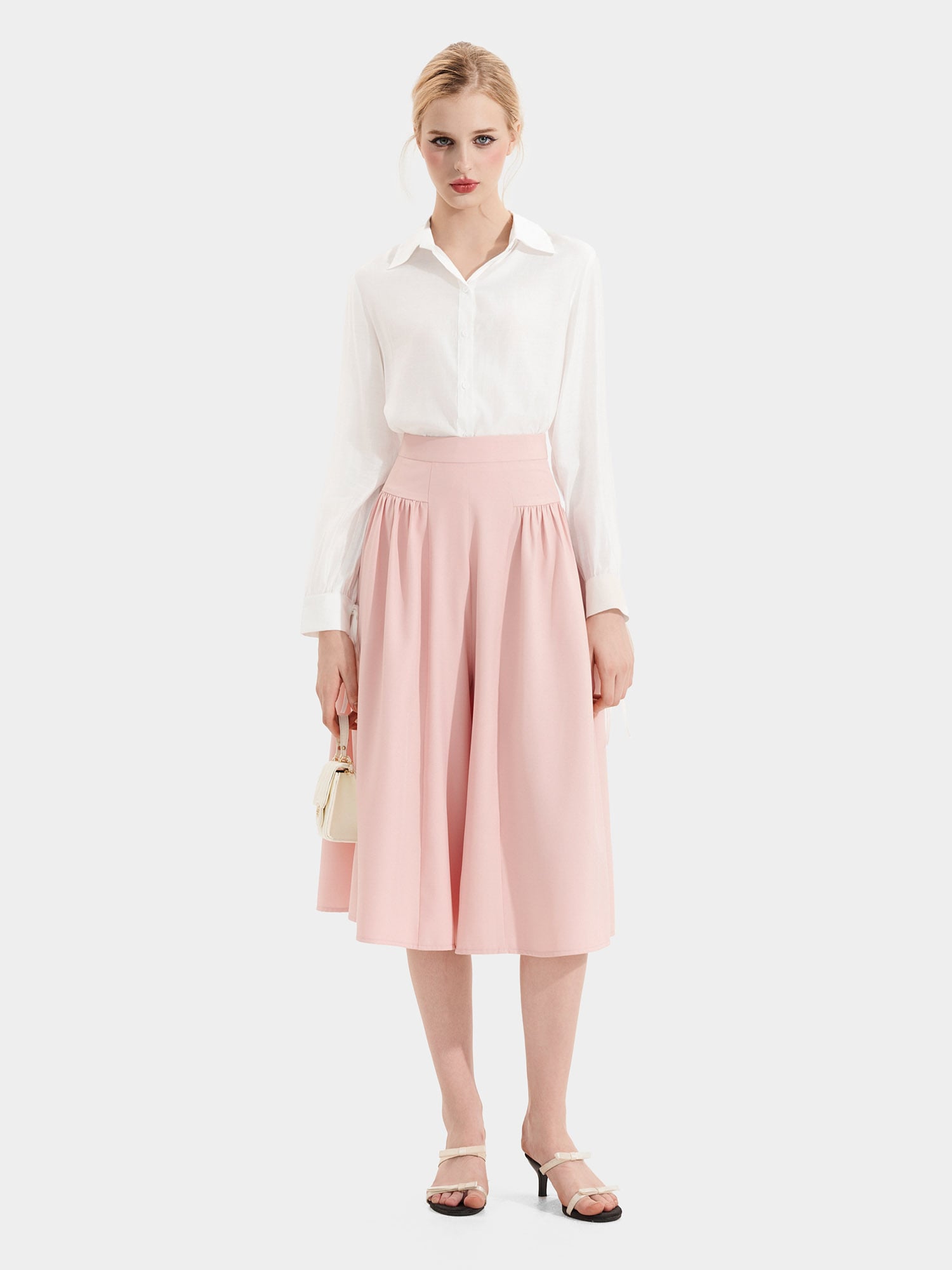 Quần culotte xếp li hông