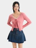  Áo cardigan phối ren thắt nơ 